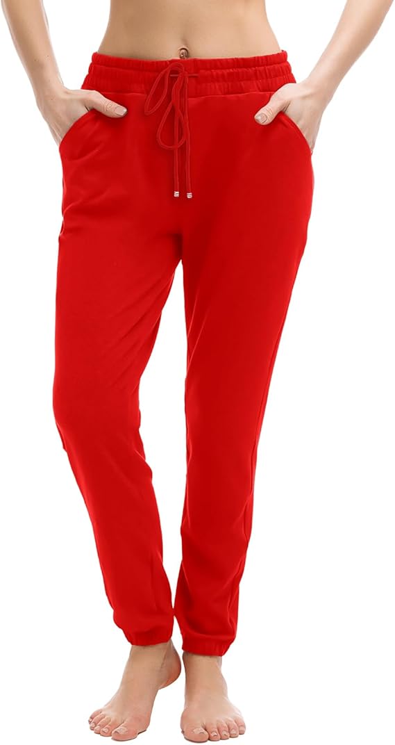 Womens Joggers with Pockets, Drawstring Sweatpants Women for Lounging Jogging Workout and Gym